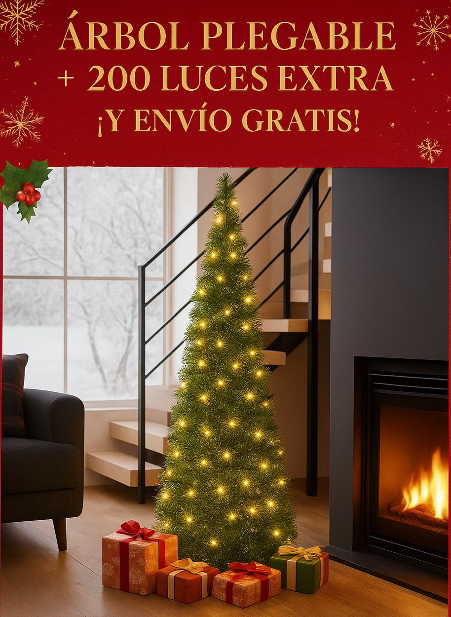 🎅🏻 Adelántate a la Navidad con nuestro Árbol Plegable 🎄 + 200 luces GRATIS ✨